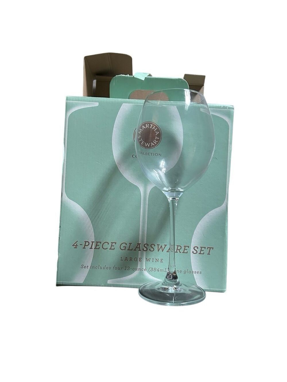 Martha Stewart Collection Macy’s Krosno Crystal 13 oz Wine Glasses New Box 4 Set